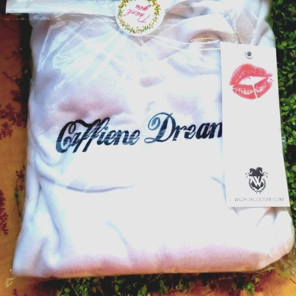 WILDFOX Caffeine Caffiene Dream White Baggy Beach Jumper V Neck White Pullover S - Picture 2 of 7
